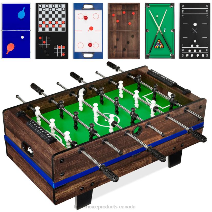 4LT21011 Dark Wood Best Choice Products 11-in-1 Combo Game Set w/ Ping Pong, Foosball, Air Hockey, 5 Storage Bags