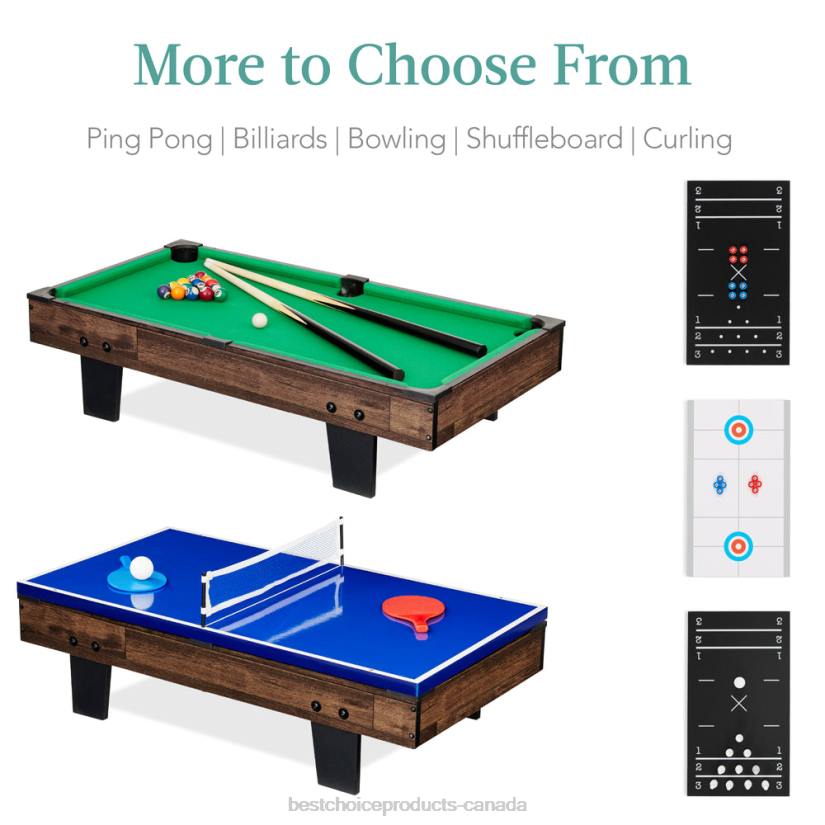 4LT21011 Dark Wood Best Choice Products 11-in-1 Combo Game Set w/ Ping Pong, Foosball, Air Hockey, 5 Storage Bags