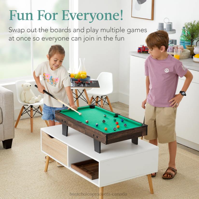 4LT21011 Dark Wood Best Choice Products 11-in-1 Combo Game Set w/ Ping Pong, Foosball, Air Hockey, 5 Storage Bags