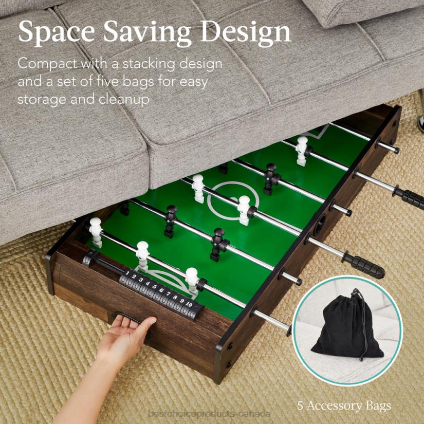 4LT21011 Dark Wood Best Choice Products 11-in-1 Combo Game Set w/ Ping Pong, Foosball, Air Hockey, 5 Storage Bags
