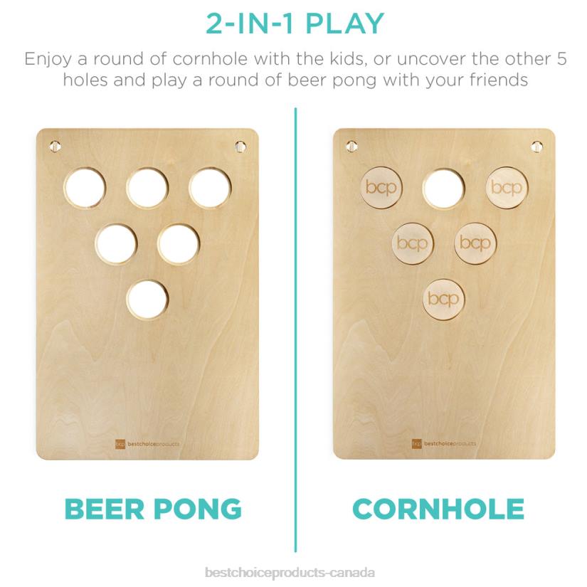 4LT21029 Multicolor Best Choice Products 2-In-1 Cornhole & Beer Pong Board Game Set w/ 2 Carrying Bags, 6 Bean Bags