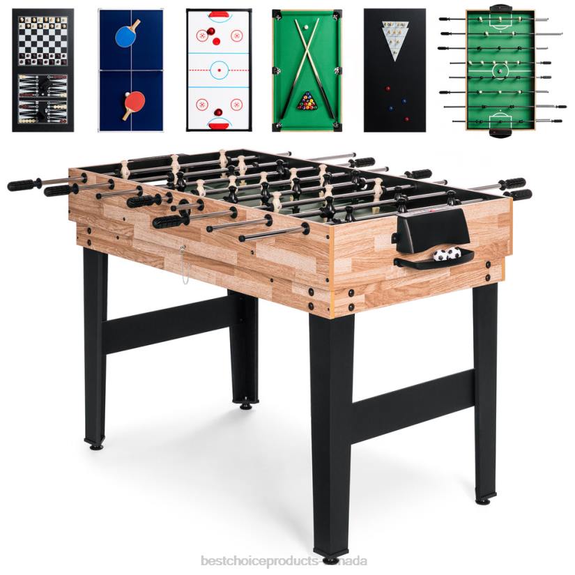 4LT2270 Natural Best Choice Products 10-in-1 Combo Game Table Set w/ Pool, Foosball, Ping Pong, Chess