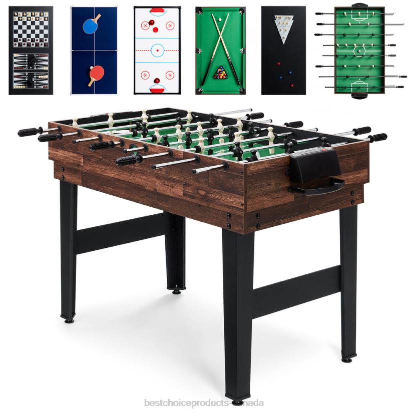 4LT2271 Dark Wood Best Choice Products 10-in-1 Combo Game Table Set w/ Pool, Foosball, Ping Pong, Chess