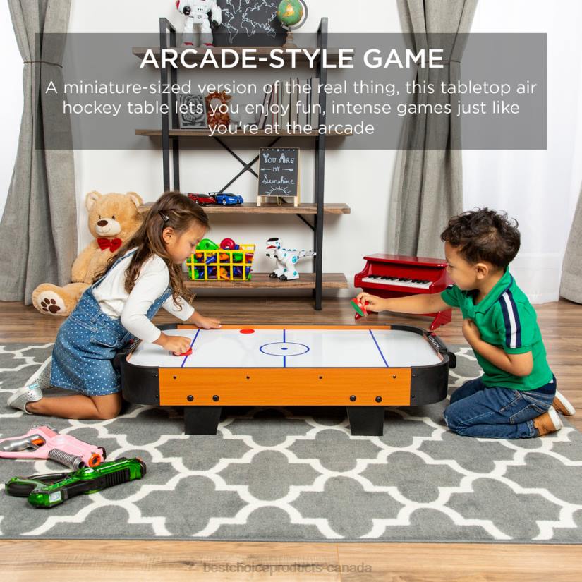 4LT2279 White Best Choice Products Tabletop Air Hockey Arcade Game Table w/ 2 Pucks, 2 Strikers