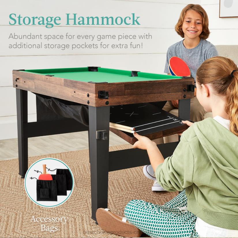 4LT2286 Dark Brown Best Choice Products 13-in-1 Combo Game Table Set w/ Ping Pong, Foosball, Basketball, Air Hockey