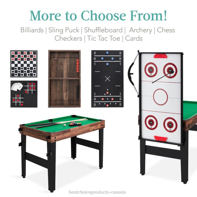 4LT2286 Dark Brown Best Choice Products 13-in-1 Combo Game Table Set w/ Ping Pong, Foosball, Basketball, Air Hockey
