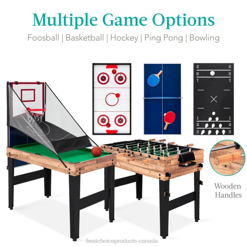 4LT2287 Natural Best Choice Products 13-in-1 Combo Game Table Set w/ Ping Pong, Foosball, Basketball, Air Hockey