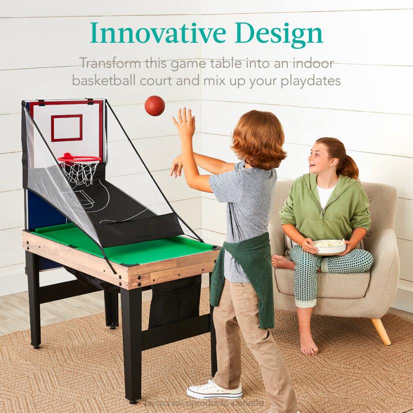 4LT2287 Natural Best Choice Products 13-in-1 Combo Game Table Set w/ Ping Pong, Foosball, Basketball, Air Hockey