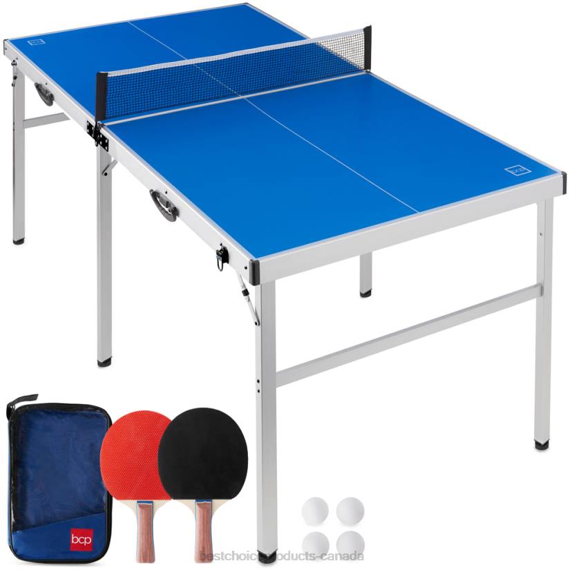 4LT2542 Blue Best Choice Products Portable Ping Pong Table Tennis Game Set w/ Paddles, Balls