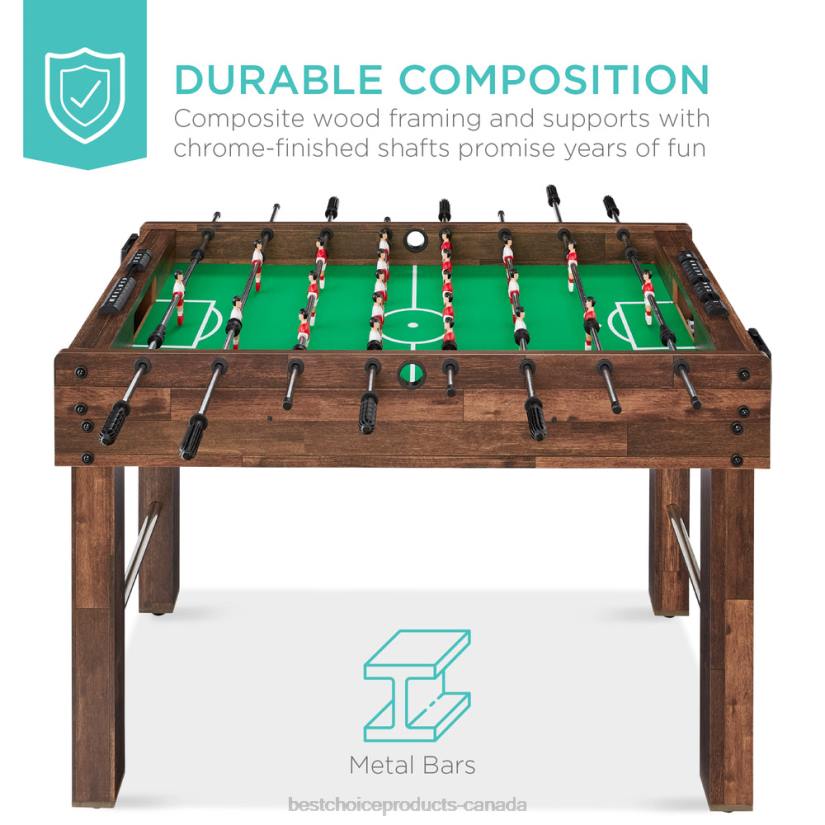 4LT2549 Dark Brown Best Choice Products Foosball Game Table, Arcade Table Soccer w/ 2 Cup Holders, 2 Balls