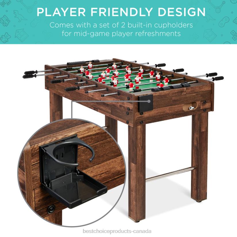 4LT2549 Dark Brown Best Choice Products Foosball Game Table, Arcade Table Soccer w/ 2 Cup Holders, 2 Balls
