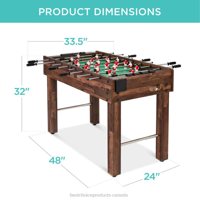 4LT2549 Dark Brown Best Choice Products Foosball Game Table, Arcade Table Soccer w/ 2 Cup Holders, 2 Balls