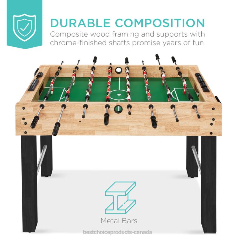 4LT2550 Natural Best Choice Products Foosball Game Table, Arcade Table Soccer w/ 2 Cup Holders, 2 Balls