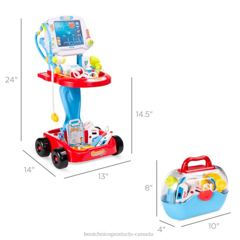 4LT2272 Blue Best Choice Products Play Doctor Kit for Kids, Boys & Girls with 17 Accessories, Mobile Cart