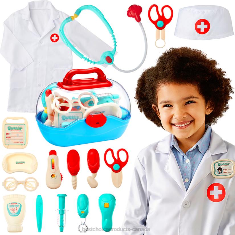 4LT2284 Multicolored Best Choice Products Play Doctor Kit for Kids, Boys & Girls w/ 18 Accessories, Doctor's Coat, Hat