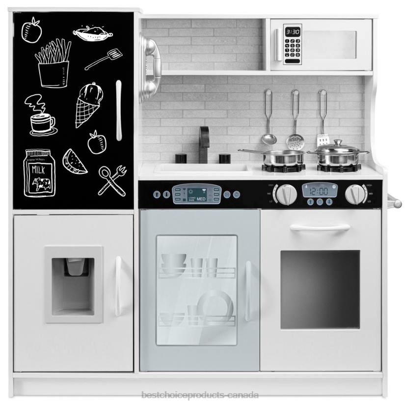 4LT2290 White Best Choice Products Pretend Play Kitchen Wooden Toy Set for Kids with 11 Accessories