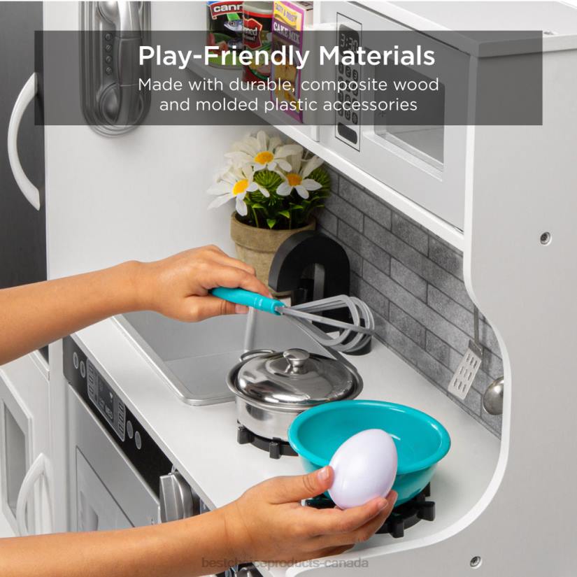 4LT2290 White Best Choice Products Pretend Play Kitchen Wooden Toy Set for Kids with 11 Accessories