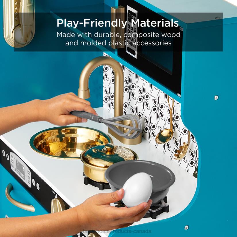 4LT2293 Teal Best Choice Products Pretend Play Kitchen Wooden Toy Set for Kids with 11 Accessories