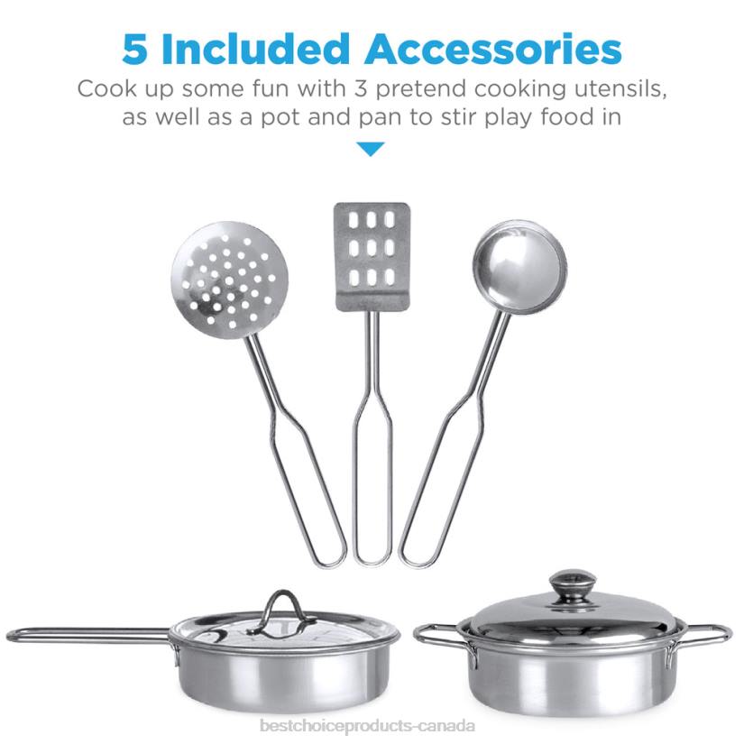 4LT2297 Pink Best Choice Products Kids Farmhouse Play Kitchen w/ Chalkboard, Storage Shelves, 5 Accessories