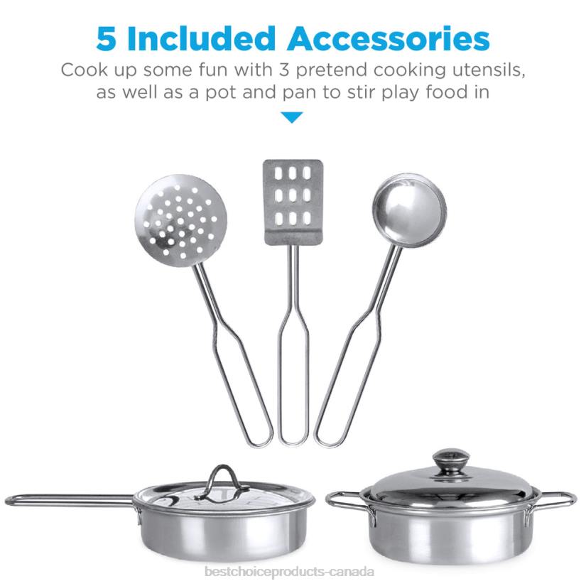 4LT2298 White Best Choice Products Kids Farmhouse Play Kitchen w/ Chalkboard, Storage Shelves, 5 Accessories