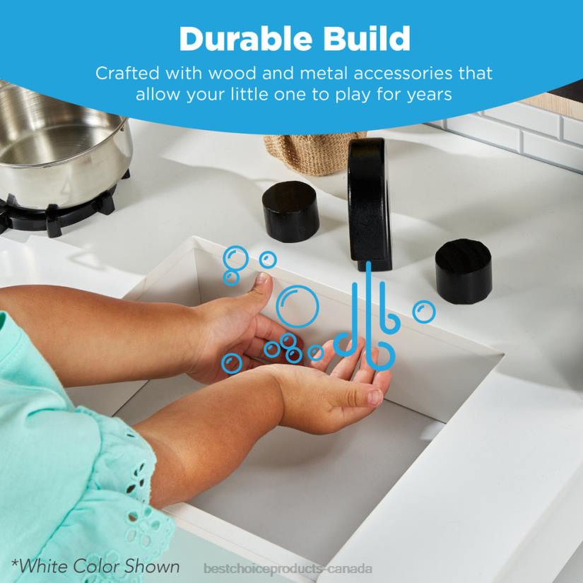 4LT2300 Beveled Pink Best Choice Products Kids Farmhouse Play Kitchen w/ Chalkboard, Storage Shelves, 5 Accessories