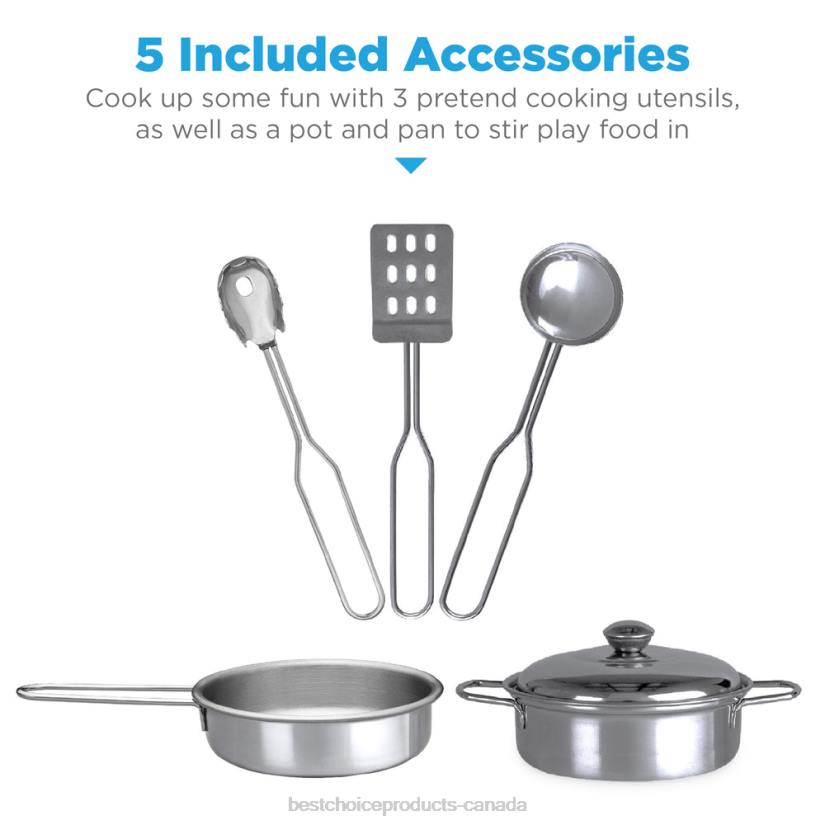 4LT2300 Beveled Pink Best Choice Products Kids Farmhouse Play Kitchen w/ Chalkboard, Storage Shelves, 5 Accessories