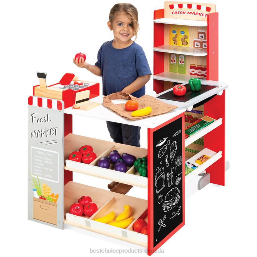 4LT2307 Red Best Choice Products Kids Pretend Play Grocery Store Supermarket Toy Set w/ Accessories