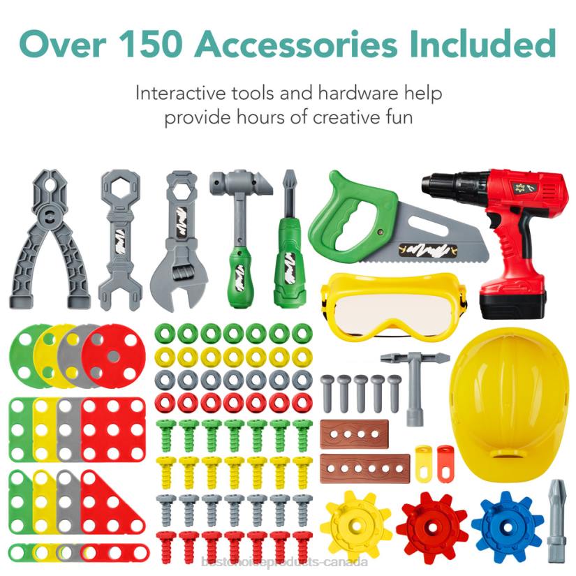 4LT2512 Blue Best Choice Products Pretend Play Workbench for Kids, Child's Toy Set w/ 150 Accessories