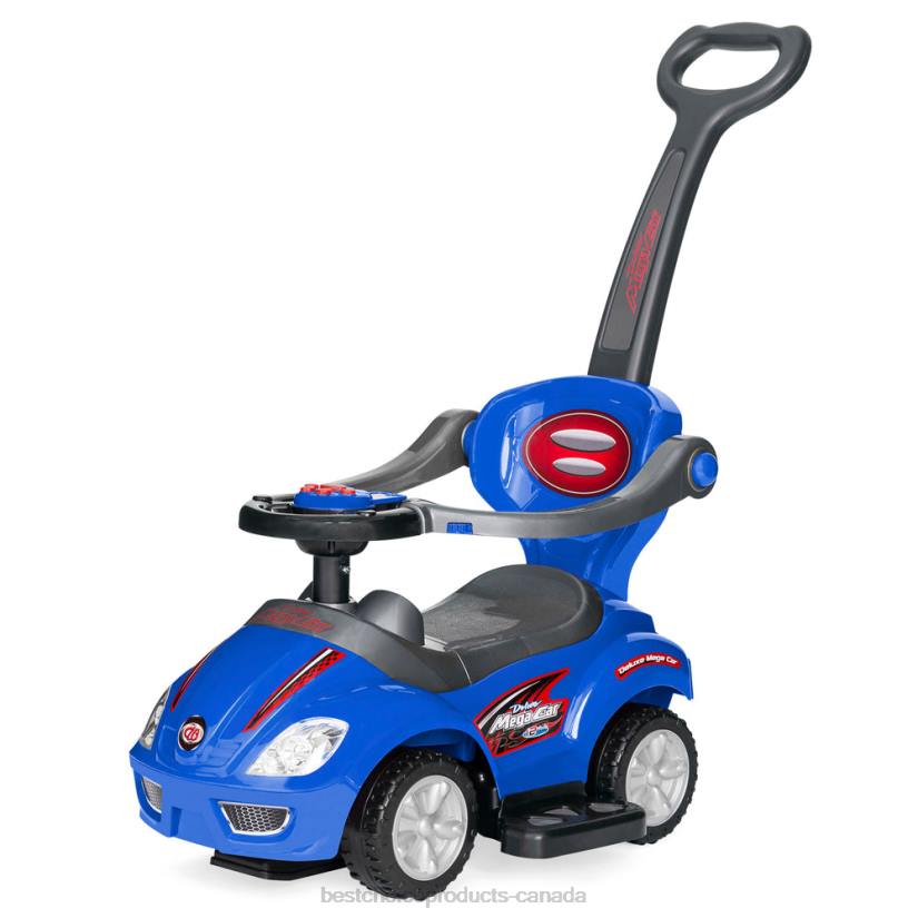 4LT21002 Blue Best Choice Products 3-in-1 Kids Push Car w/ Handle and Horn