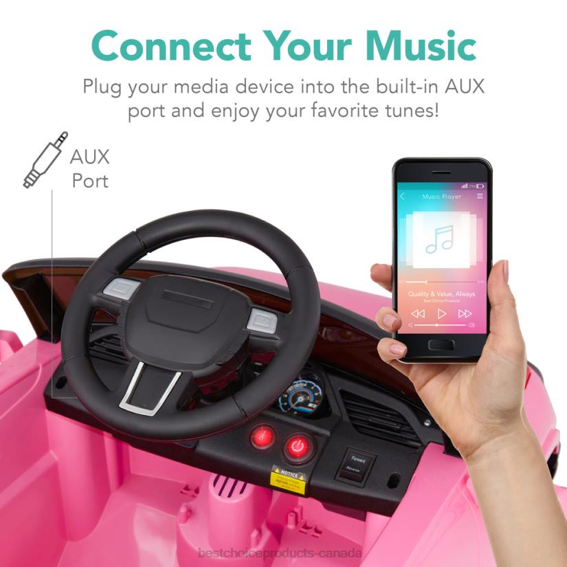 4LT21016 Pink Best Choice Products 6V Kids Ride-On Car Truck Toy w/ RC Parent Control, 3 Speeds, Lights, Horn