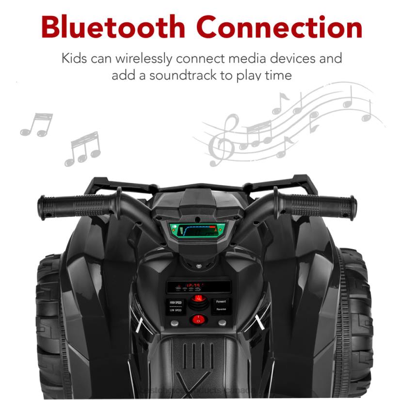 4LT2275 Black Best Choice Products 12V Kids Ride-On 4-Wheeler Quad ATV Car w/ 2.4mph Max, Bluetooth, Headlights
