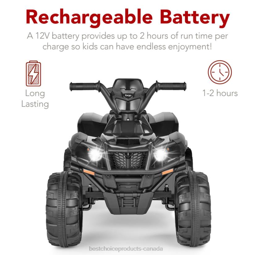 4LT2275 Black Best Choice Products 12V Kids Ride-On 4-Wheeler Quad ATV Car w/ 2.4mph Max, Bluetooth, Headlights