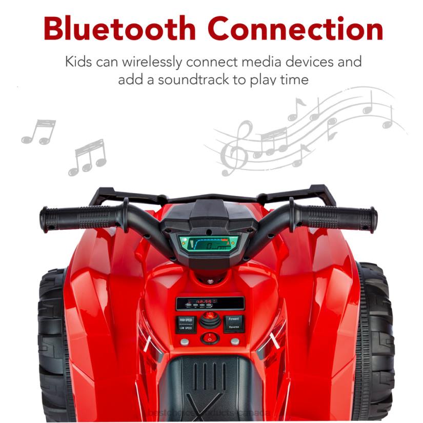 4LT2276 Red Best Choice Products 12V Kids Ride-On 4-Wheeler Quad ATV Car w/ 2.4mph Max, Bluetooth, Headlights