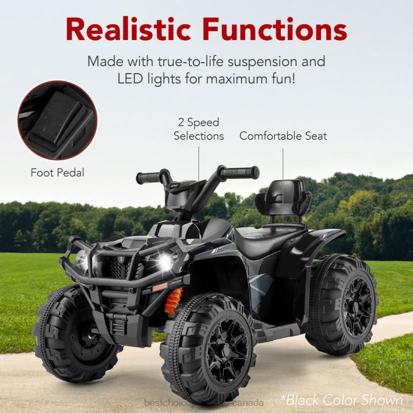 4LT2276 Red Best Choice Products 12V Kids Ride-On 4-Wheeler Quad ATV Car w/ 2.4mph Max, Bluetooth, Headlights
