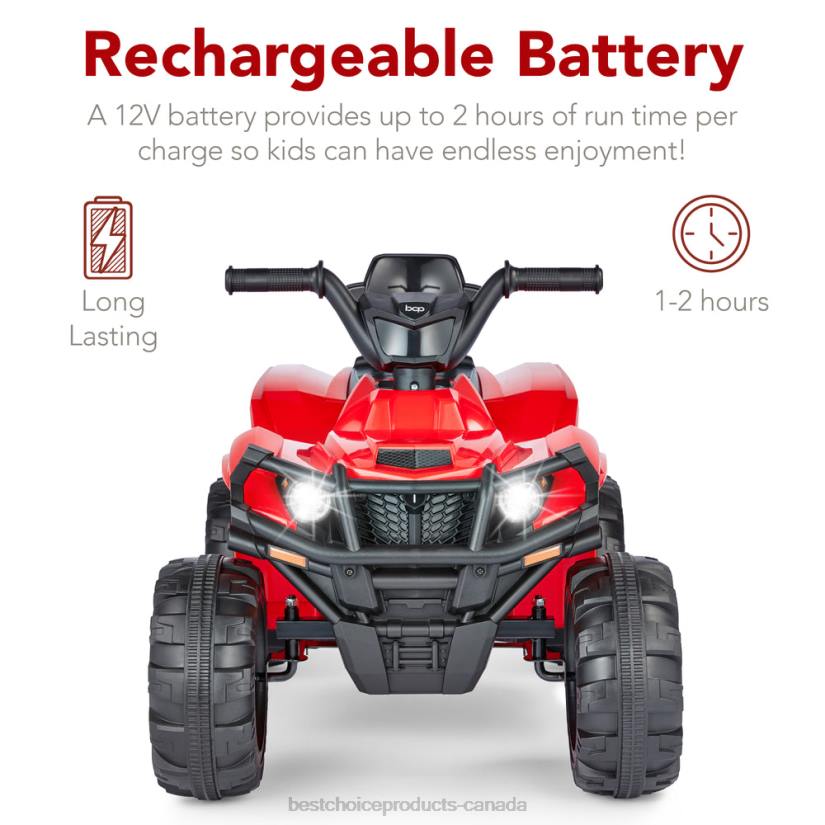 4LT2276 Red Best Choice Products 12V Kids Ride-On 4-Wheeler Quad ATV Car w/ 2.4mph Max, Bluetooth, Headlights