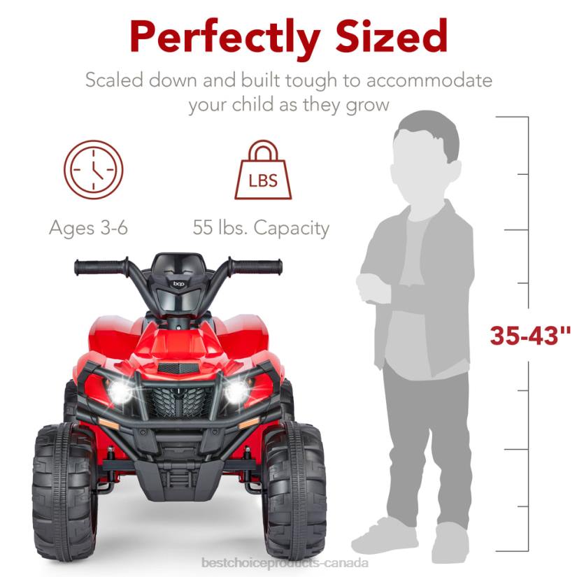 4LT2276 Red Best Choice Products 12V Kids Ride-On 4-Wheeler Quad ATV Car w/ 2.4mph Max, Bluetooth, Headlights