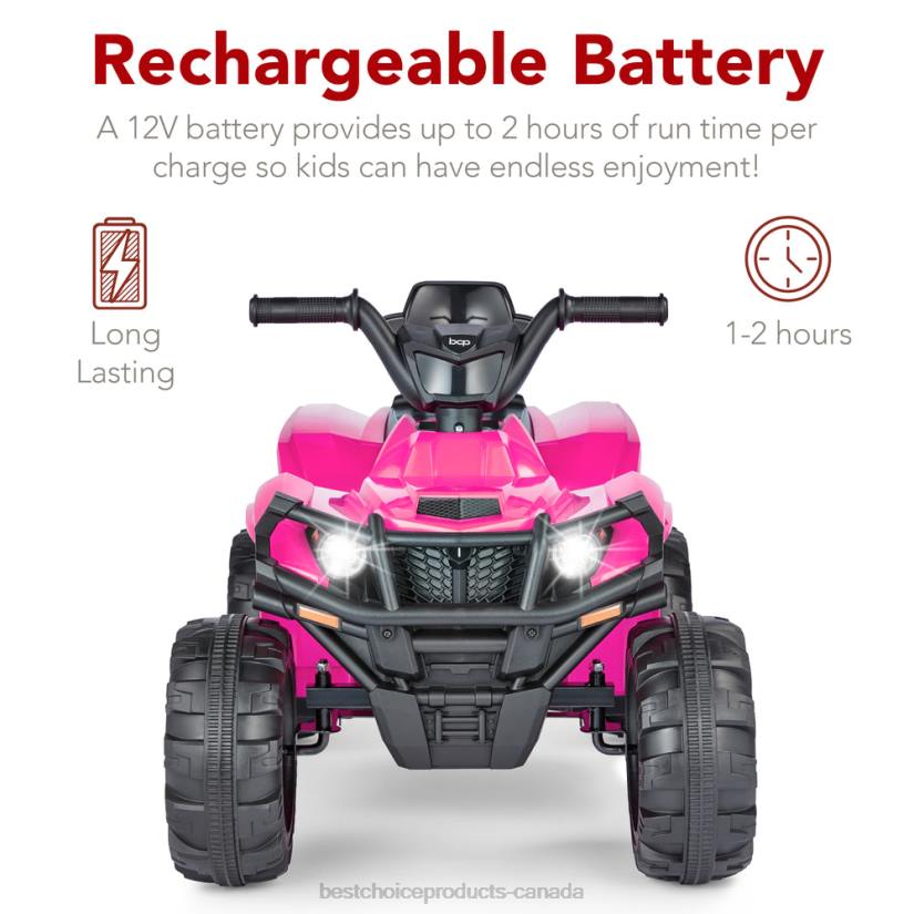 4LT2277 Hot Pink Best Choice Products 12V Kids Ride-On 4-Wheeler Quad ATV Car w/ 2.4mph Max, Bluetooth, Headlights