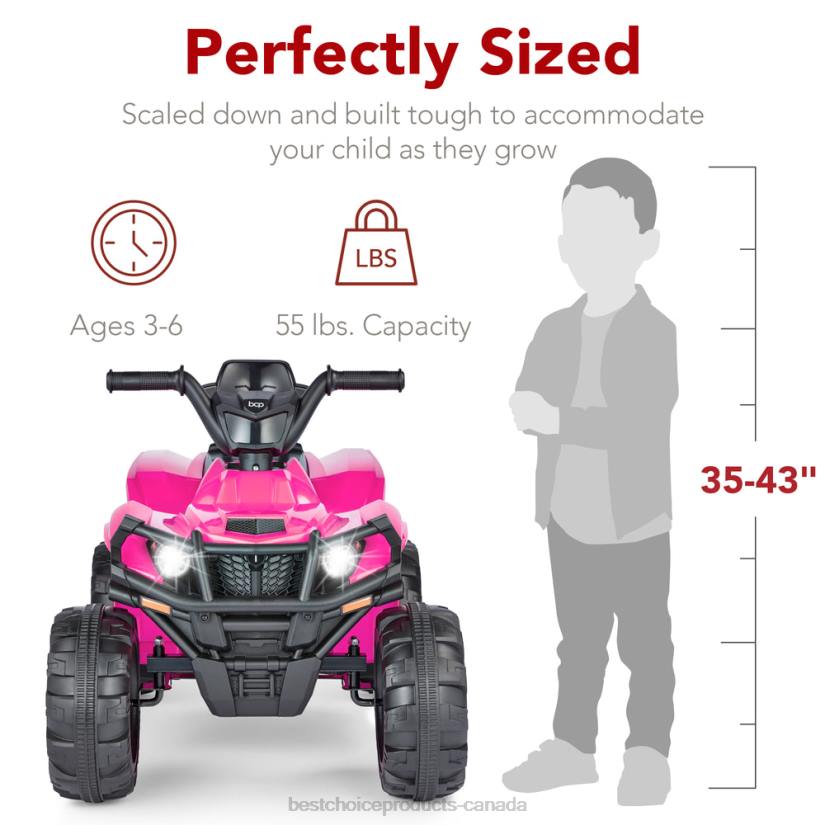 4LT2277 Hot Pink Best Choice Products 12V Kids Ride-On 4-Wheeler Quad ATV Car w/ 2.4mph Max, Bluetooth, Headlights