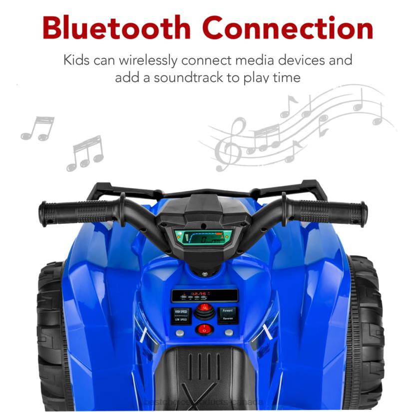 4LT2278 Blue Best Choice Products 12V Kids Ride-On 4-Wheeler Quad ATV Car w/ 2.4mph Max, Bluetooth, Headlights