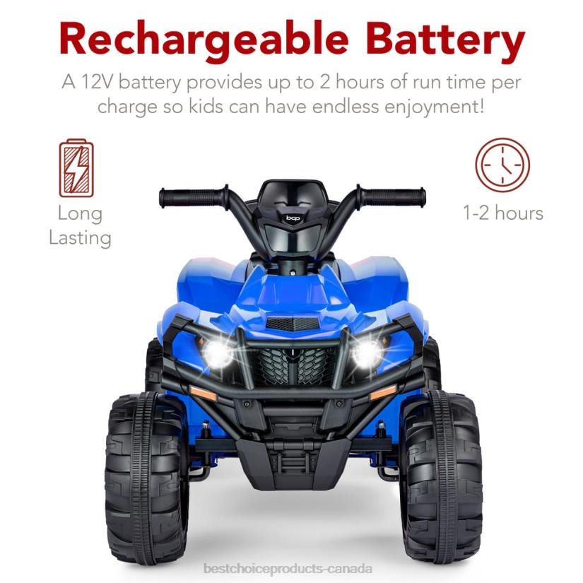 4LT2278 Blue Best Choice Products 12V Kids Ride-On 4-Wheeler Quad ATV Car w/ 2.4mph Max, Bluetooth, Headlights
