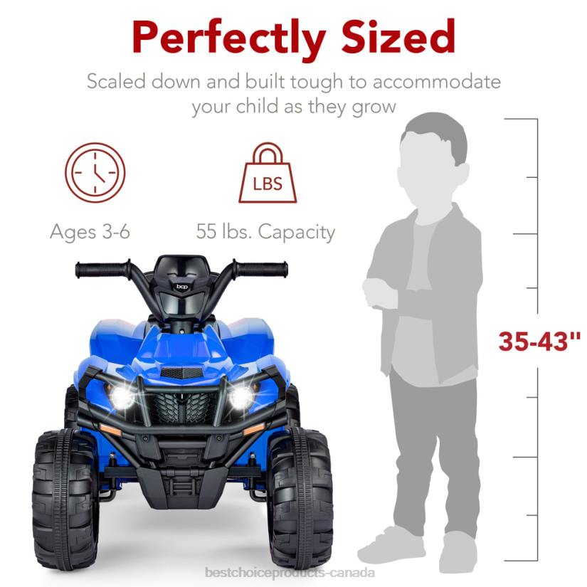 4LT2278 Blue Best Choice Products 12V Kids Ride-On 4-Wheeler Quad ATV Car w/ 2.4mph Max, Bluetooth, Headlights