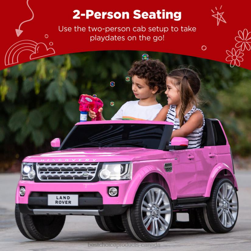 4LT2316 Pink Best Choice Products 12V 2-Seater Licensed Land Rover Ride-On w/ Parent Remote Control