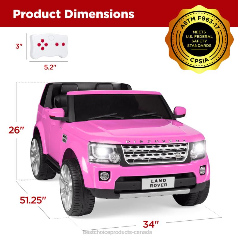 4LT2316 Pink Best Choice Products 12V 2-Seater Licensed Land Rover Ride-On w/ Parent Remote Control