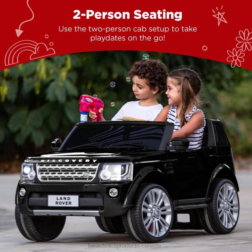 4LT2317 Black Best Choice Products 12V 2-Seater Licensed Land Rover Ride-On w/ Parent Remote Control