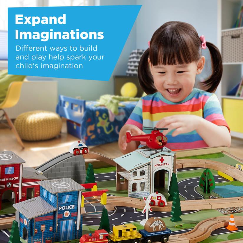 4LT2483 Multicolor Best Choice Products 35-Piece Train Table, Large Multipurpose Playset w/ Reversible Table Top