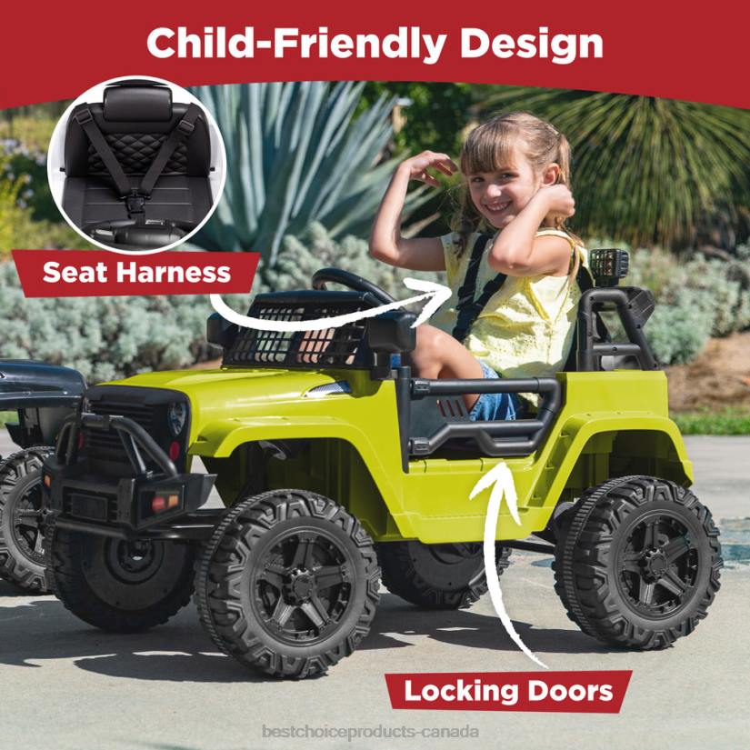 4LT2487 Green Best Choice Products 12V Kids Ride-On Truck Car w/ Parent Remote Control, Spring Suspension
