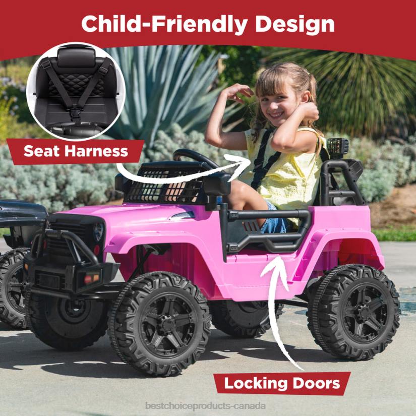 4LT2490 Pink Best Choice Products 12V Kids Ride-On Truck Car w/ Parent Remote Control, Spring Suspension