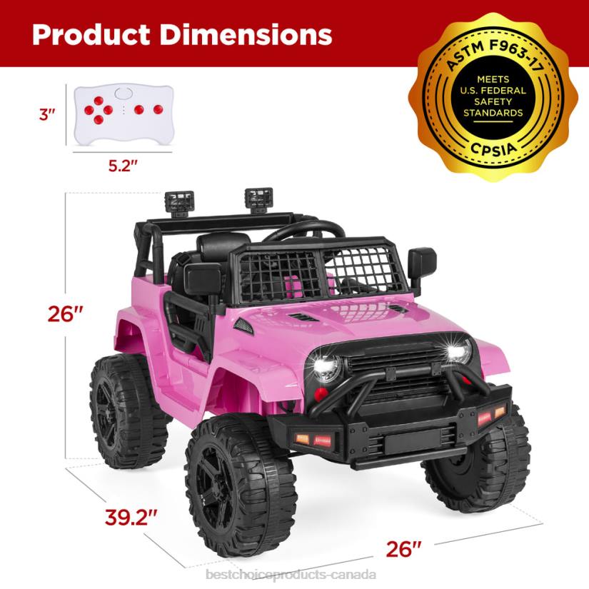 4LT2490 Pink Best Choice Products 12V Kids Ride-On Truck Car w/ Parent Remote Control, Spring Suspension