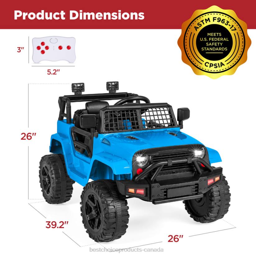 4LT2491 Light Blue Best Choice Products 12V Kids Ride-On Truck Car w/ Parent Remote Control, Spring Suspension