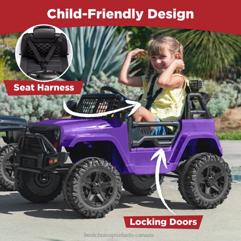 4LT2495 Purple Best Choice Products 12V Kids Ride-On Truck Car w/ Parent Remote Control, Spring Suspension